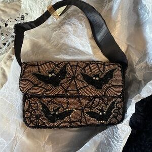Beaded Bat Design Shoulder Bag